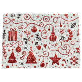 Rood Wit Decoratieve Vakantie Gift Bag Groot Cadeauzakje (Voorkant)