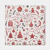 Rood wit decoratieve vakantie magneet (Voorkant)