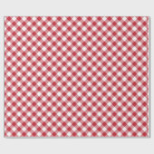 Rood wit diagonaal buffel geruite tartanpatroon cadeaupapier (Vlak)