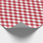 Rood wit diagonaal buffel geruite tartanpatroon cadeaupapier (Hoek)