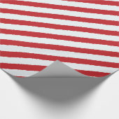 Rood wit diagonaal strepen faux gescheurde kerst cadeaupapier (Hoek)