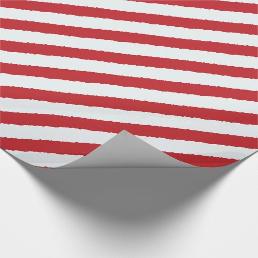 Rood wit diagonaal strepen faux gescheurde kerst cadeaupapier (Hoek)