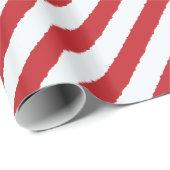 Rood wit diagonaal strepen faux gescheurde kerst cadeaupapier (Rol Hoek)