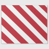 Rood Wit Diagonaal Strepen Patroon Cadeaupapier (Vlak)