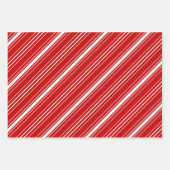 Rood-wit Diagonaal Strepen & Stippen Kerst Inpakpapier Vel (Voorkant)