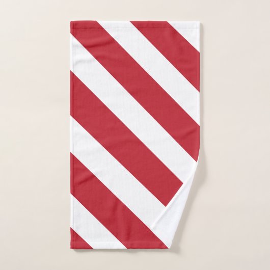 Rood wit diagonaal strepenpatroon bad handdoek (Handdoek)
