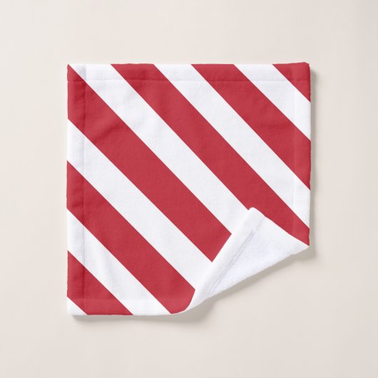 Rood wit diagonaal strepenpatroon bad handdoek (Wasdoekje)
