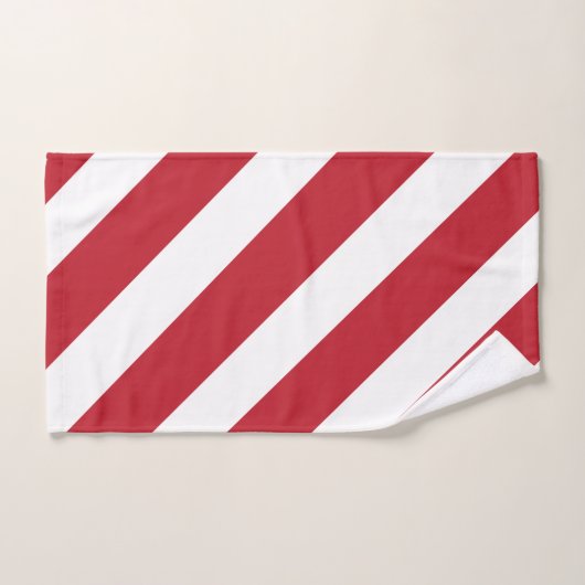 Rood wit diagonaal strepenpatroon bad handdoek (Handdoek)