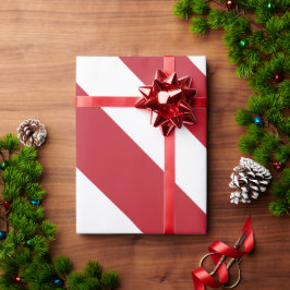 Rood wit diagonaal strepenpatroon cadeaupapier