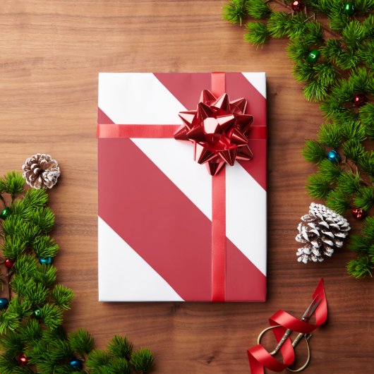 Rood wit diagonaal strepenpatroon cadeaupapier (Feestdagen Geschenken)
