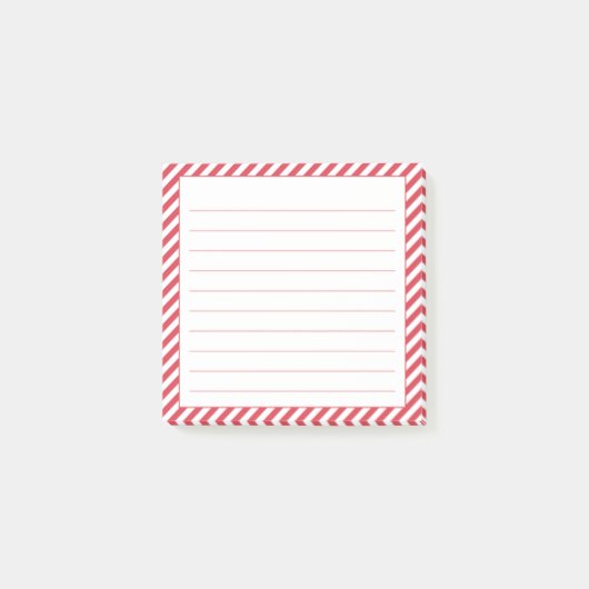 Rood & Wit Diagonale Streep Voering Sticky Notes (Voorkant)