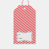 Rood wit diagonale strepen Holiday Gift Label Cadeaulabel (Voorkant)