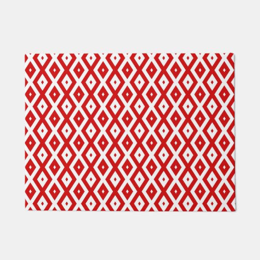 Rood-wit diamantpatroon deurmat (Voorkant)