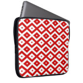 Rood-wit diamantpatroon laptop sleeve (Voorkant Rechts)