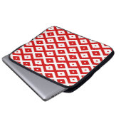 Rood-wit diamantpatroon laptop sleeve (Voorkant onderkant)