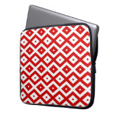 Rood-wit diamantpatroon laptop sleeve (Voorkant Links)