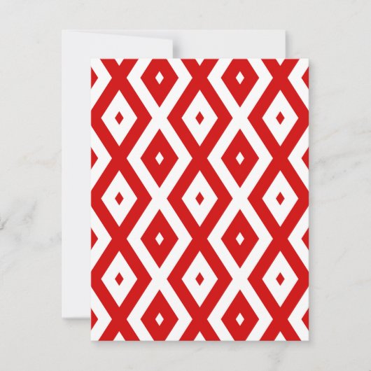 Rood-wit diamantpatroon RSVP kaartje (Voorkant)