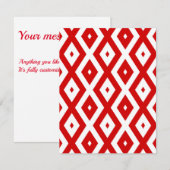 Rood-wit diamantpatroon RSVP kaartje (Voorkant / Achterkant)
