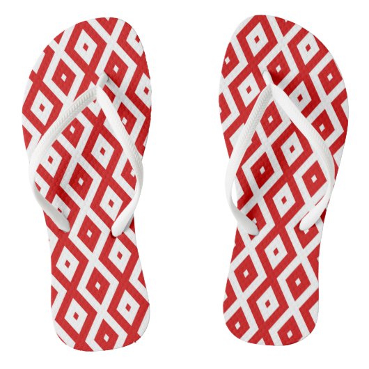 Rood-wit diamantpatroon teenslippers (Voetbed)