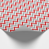 Rood, wit, Dk Grey Large Chevron ZigZag Pattern Cadeaupapier (Hoek)