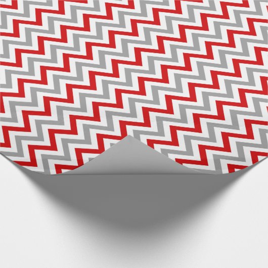 Rood, wit, Dk Grey Large Chevron ZigZag Pattern Cadeaupapier (Hoek)