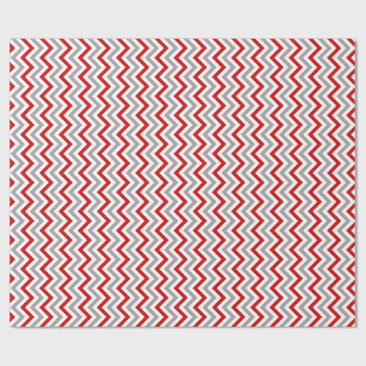 Rood, wit, Dk Grey Large Chevron ZigZag Pattern Cadeaupapier (Vlak)