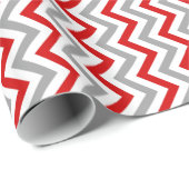 Rood, wit, Dk Grey Large Chevron ZigZag Pattern Cadeaupapier (Rol Hoek)