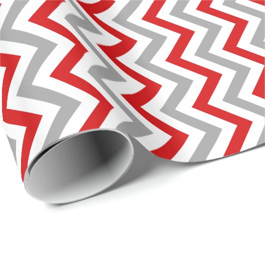 Rood, wit, Dk Grey Large Chevron ZigZag Pattern Cadeaupapier (Rol Hoek)