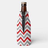 Rood, wit, Dk Grey Large Chevron ZigZag Pattern Flesjeskoeler (Fles Achterkant)