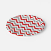 Rood, wit, Dk Grey Large Chevron ZigZag Pattern Papieren Bordje (Gekanteld)