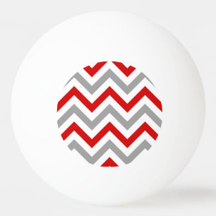 Rood, wit, Dk Grey Large Chevron ZigZag Pattern Pingpongbal