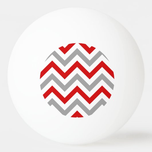 Rood, wit, Dk Grey Large Chevron ZigZag Pattern Pingpongbal (Voorkant)