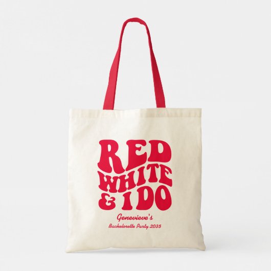 Rood Wit Doe Ik | Rood Retro 4 Juli Bachelorette F Tote Bag (Achterkant)