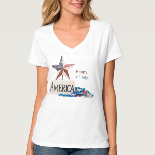 Rood Wit & Drank Grappig 4 juli T-Shirt USA S (Voorkant)