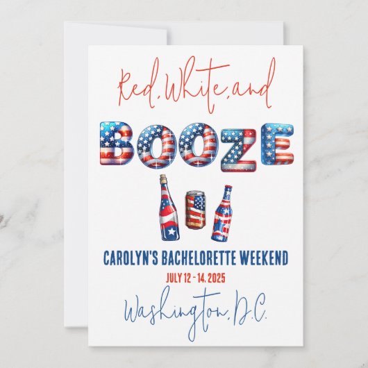 Rood, Wit & Drank, Patriottisch vrijgezellenfeest Kaart (Voorkant)