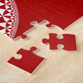 Rood & Wit Driehoek Gevuld Mandala Legpuzzel (Zijkant)