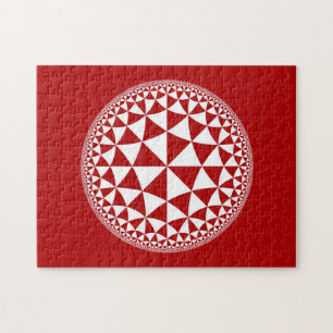 Rood & Wit Driehoek Gevuld Mandala Legpuzzel