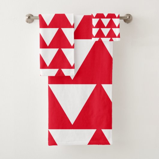 Rood wit driehoekspatroon modern kunstwerk bad handdoek (Insitu)