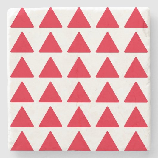 Rood wit driehoekspatroon modern kunstwerk stenen onderzetter (Voorkant)