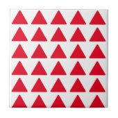 Rood wit driehoekspatroon modern kunstwerk tegeltje (Voorkant)