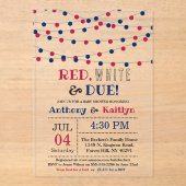 Rood, wit & due! 4 juli Baby shower Acryl Uitnodigingen (Voorkant)