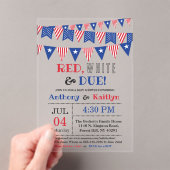 Rood, wit & due! 4 juli Baby shower Acryl Uitnodigingen (Insitu (Draagbaar))