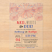 Rood, wit & due! 4 juli Baby shower Acryl Uitnodigingen (Voorkant)
