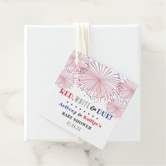 Rood, wit & due! 4 juli Baby shower Bedankjes Labels (In situ)