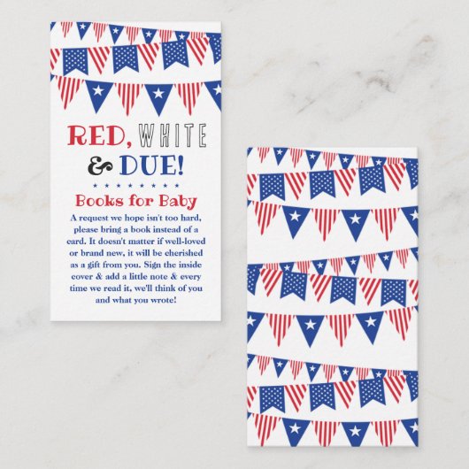 Rood, wit & due! 4 juli Baby shower boek Informatiekaartje (Voorkant / Achterkant)