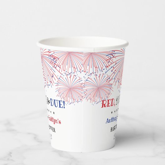 Rood, wit & due! 4 juli Baby shower Papieren Bekers (Rechts)