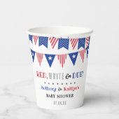 Rood, wit & due! 4 juli Baby shower Papieren Bekers (Achterkant)