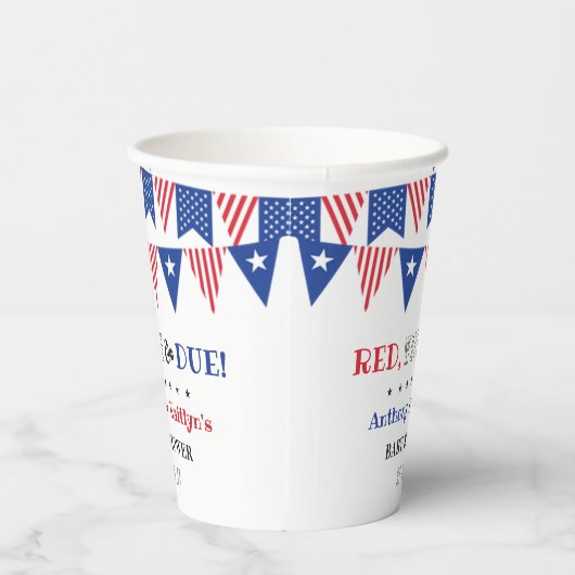 Rood, wit & due! 4 juli Baby shower Papieren Bekers (Rechts)