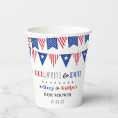Rood, wit & due! 4 juli Baby shower Papieren Bekers (Voorkant)
