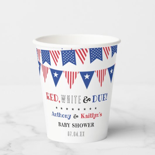 Rood, wit & due! 4 juli Baby shower Papieren Bekers (Voorkant)